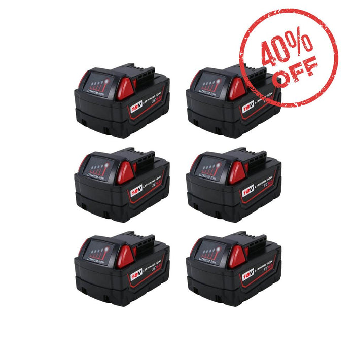 For Milwaukee 18V Battery 6Ah Replacement | M 18 Batteries 6 Pack