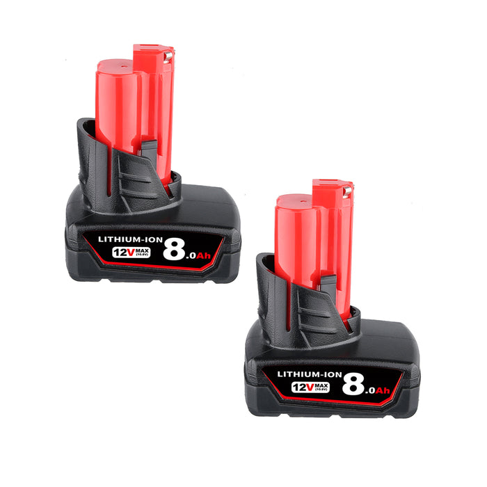 For Milwaukee M 12 Battery 8.0Ah Replacement | M 12B6 Battery 2Pack- B2G2