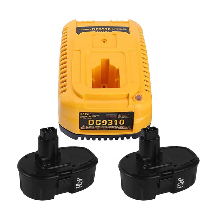 2 Pack For 18V 4.6Ah Dewalt DC9096 Replacement Battery & Dewalt DC9310 Fast Battery Replacement Charger For Dewalt 7.2V-18V XRP Ni-CD Ni-MH Battery