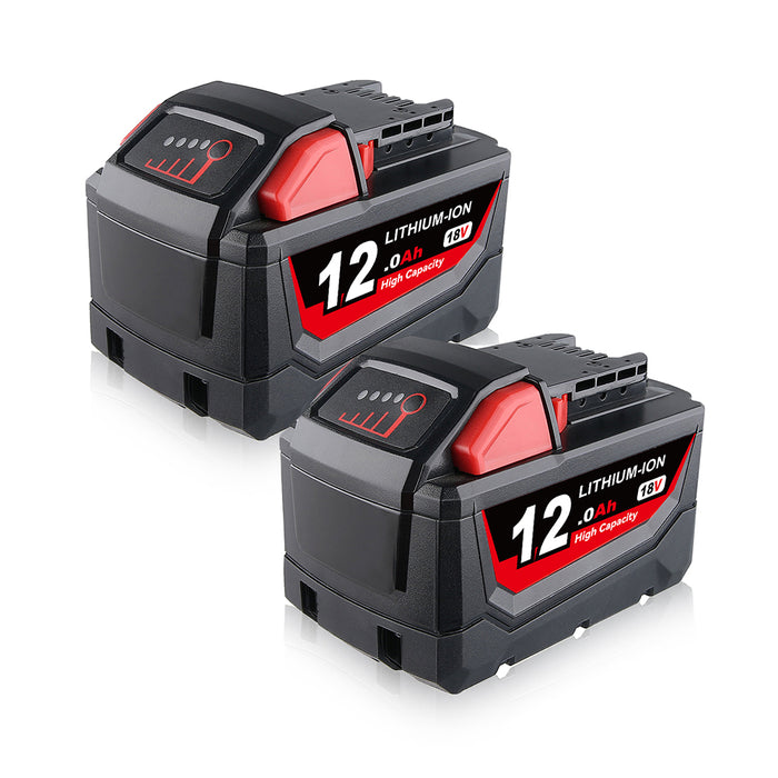 For Milwaukee 18V Battery 12Ah Replacemnt | M18 Batteries 2 Pack
