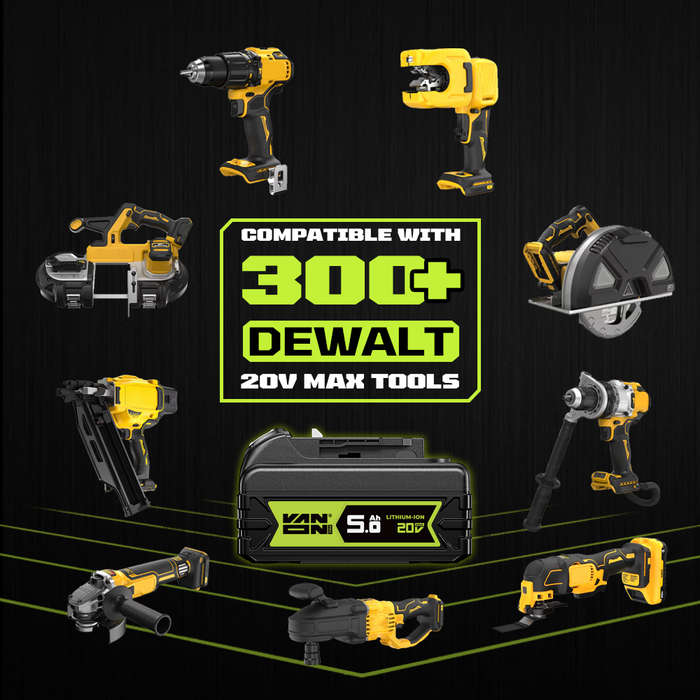 VANON PRO For Dewalt 20V Max DCB200 Battery 5Ah Replacement