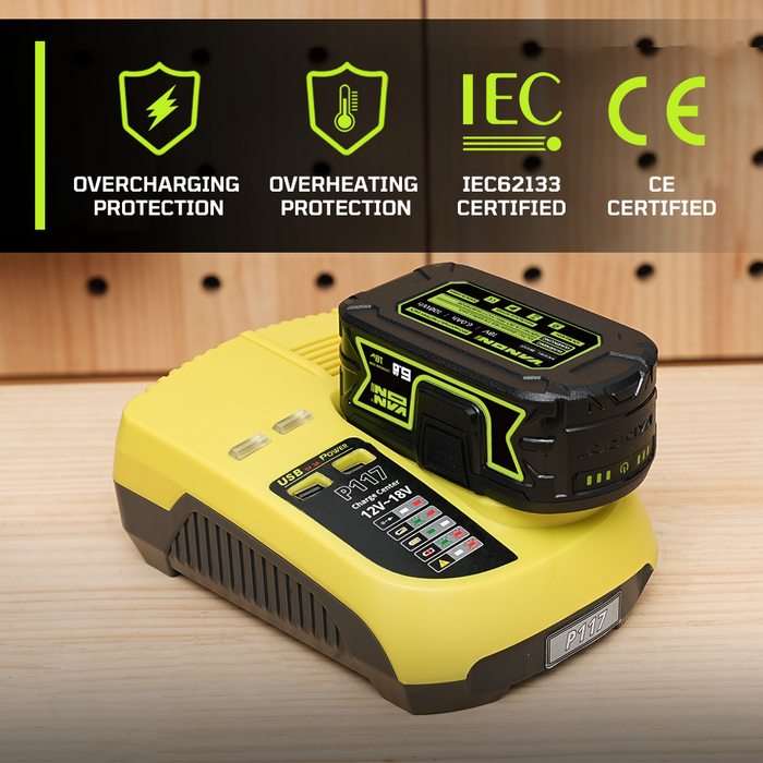 VANON PRO For For Ryobi 18V P108 Battery 6Ah Replacement