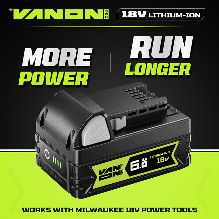 VANON PRO For Milwaukee 18V M18 Battery 6Ah Replacement