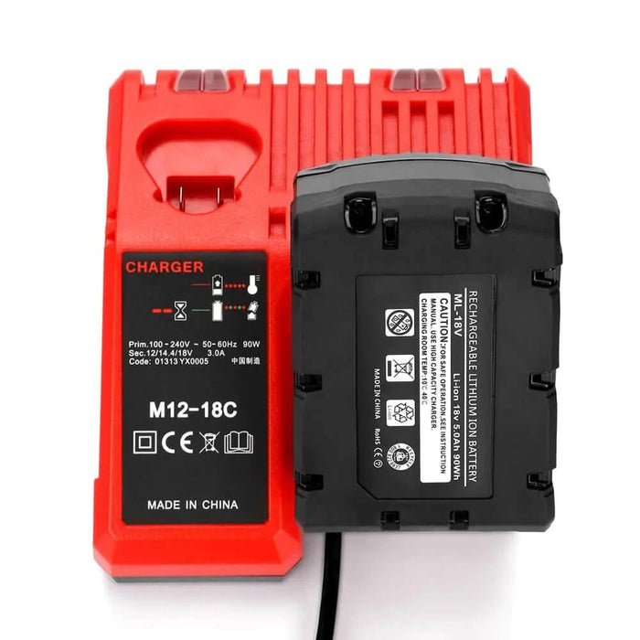 Milwaukee 18V XC Lithium Battery 12.0Ah 2 Packs With Rapid Charger For Milwaukee M18 & M12 Battery