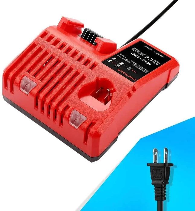 Milwaukee 18V XC Lithium Battery 12.0Ah 2 Packs With Rapid Charger For Milwaukee M18 & M12 Battery