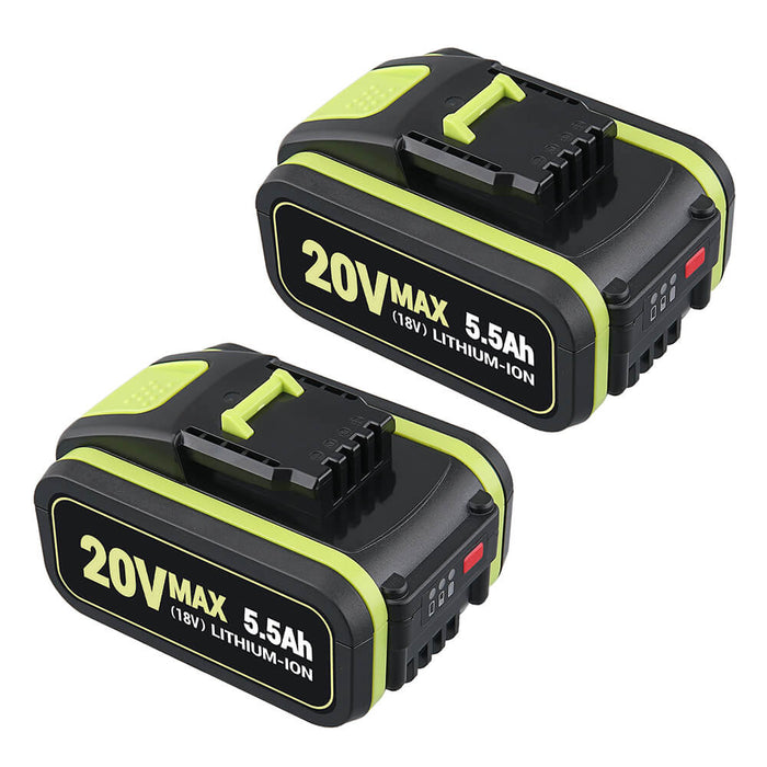 For Worx 20V 5.5Ah Li-ion Replacement Battery 2 Pack WA3551 WA3551.1 WA3553 WA3553.2 WA3641 WG629E