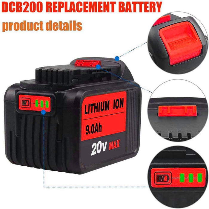For DeWalt XR Battery 18V/20V 9Ah | DCB200 Replacement Battery 3packs