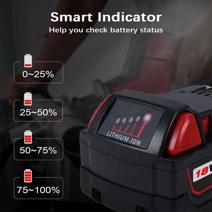 For Milwaukee 18V Battery 9Ah Replacement | M 18 Batteries 4 Pack ...