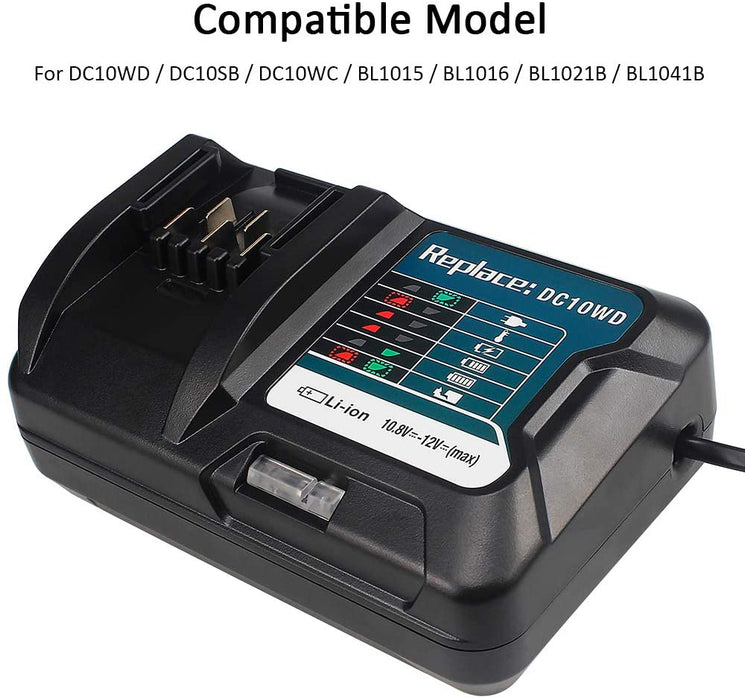 DC10WD 10.8V 12V Charger Compatible with Makita BL1015 BL1016 BL1020B BL1021B BL1040B BL1041B.