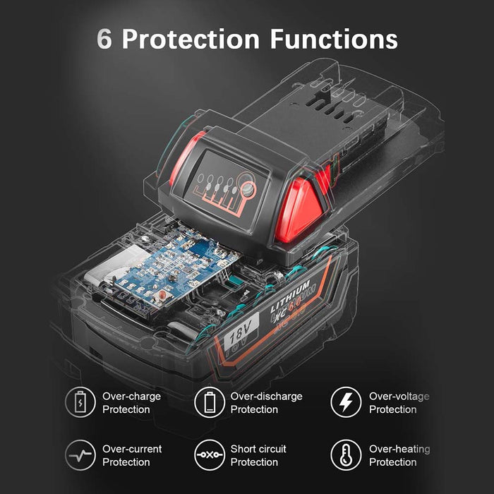 For Milwaukee 18V Battery 9Ah Replacement | M 18 Batteries 2 Pack ...