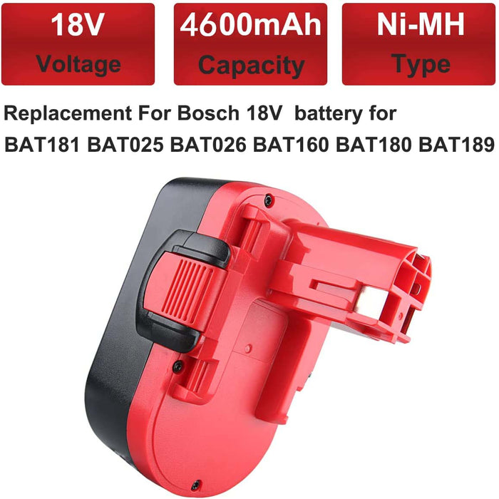 For Bosch 18V Battery 4.6Ah Replacement | BAT181 Ni-HM Batteries 3 Pack