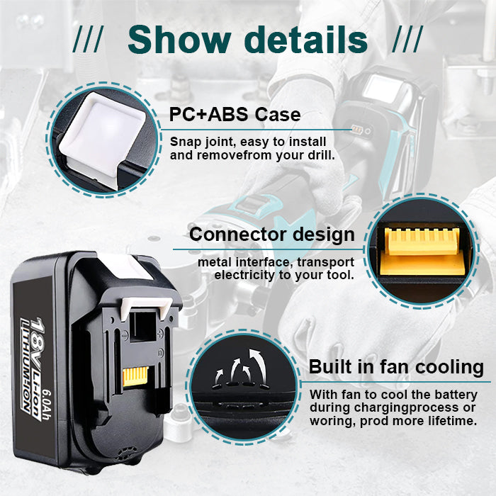 For Makita 18V Battery 6.0Ah Replacement | BL1860 Li-ion Batteries 3 Pack