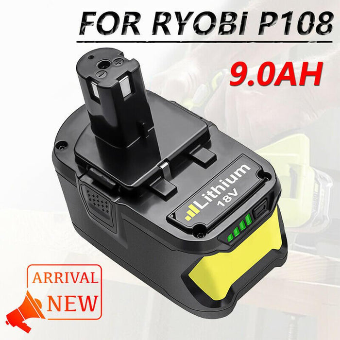 For Ryobi 18V 9.0Ah Battery Replacement | P108 batteries