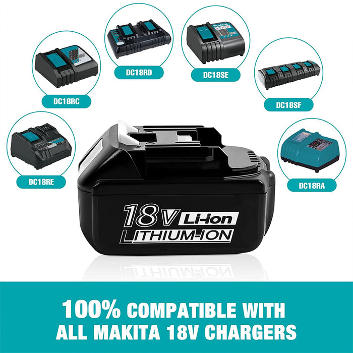 For Makita 18V Battery 6Ah Replacement | BL1860B Batteries 2 Pack (LED Indicator)