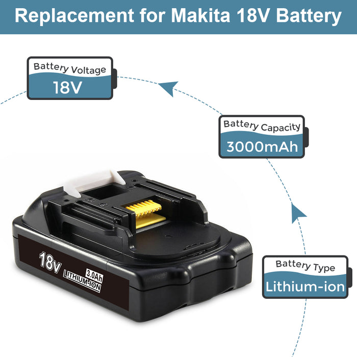 For Makita 18V Battery 3Ah Replacement | BL1830 Li-ion Batteries 3 Pack