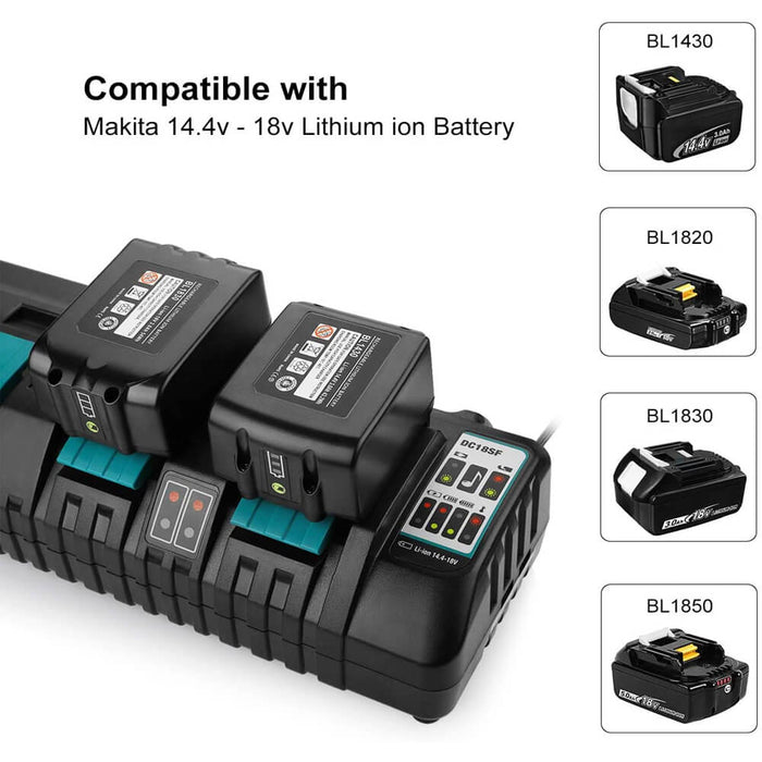 4 Pack For 18V 6Ah Makita BL1860 Battery Replacement & 4-Port 18V lithium-ion charger DC18SF for Makita 14.4V-18V lithium battery BL1890B BL1860 BL1850B BL1430