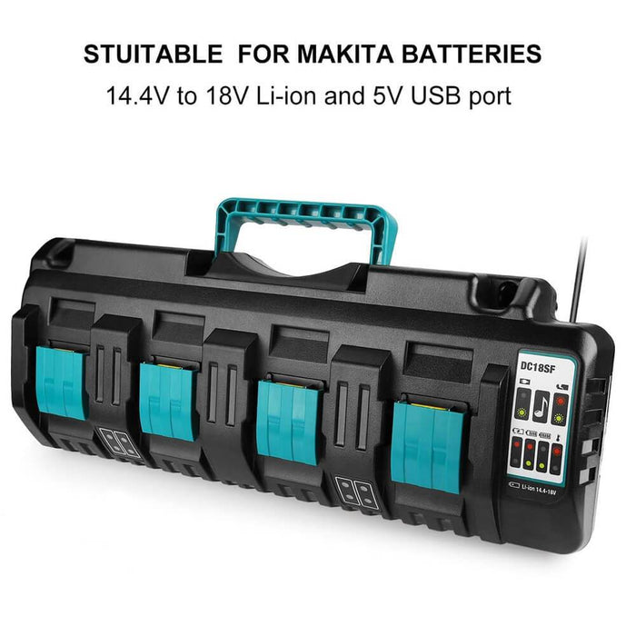 4-port 18V lithium-ion charger DC18SF for Makita 14.4V-18V lithium battery BL1890B BL1860 BL1850B BL1430
