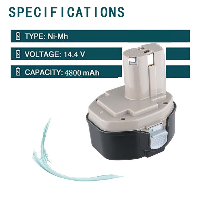 For Makita Battery 14.4V 4.8Ah Replacement | PA14 Ni-Mh Battery 3 Pack