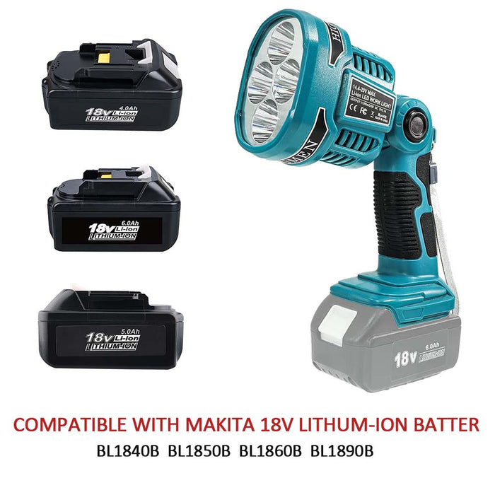 Work Light for Makita Cordless Tools,   Powered by Makita 14.4V 18V 20V li-ion batteries BL1850 BL1840 BL1830 1845 with 4 Mode Settings & 110 Degree Pivoting Head