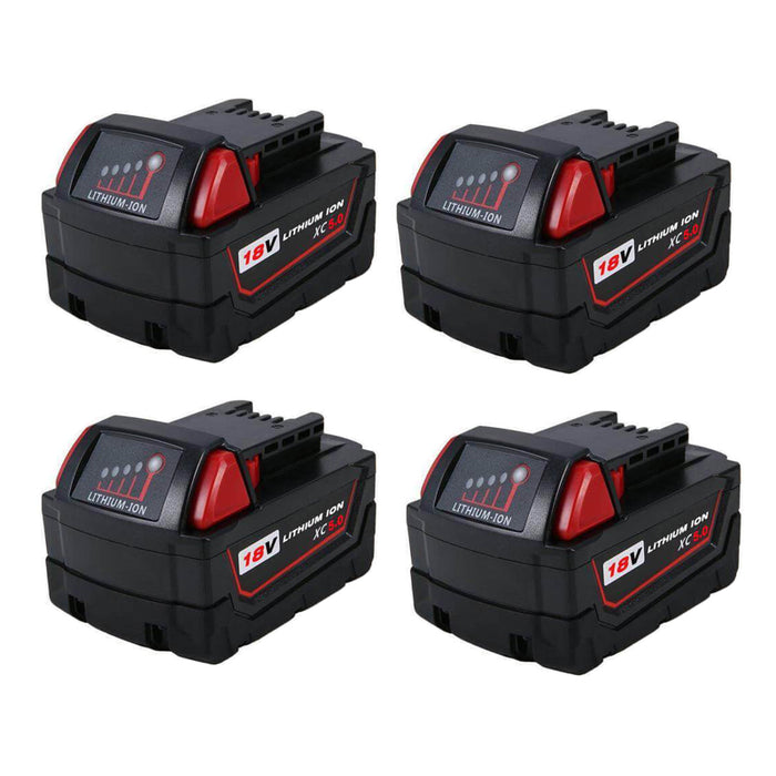 For Milwaukee 18V Battery 5Ah Replacement | M 18 Batteries 4 Pack