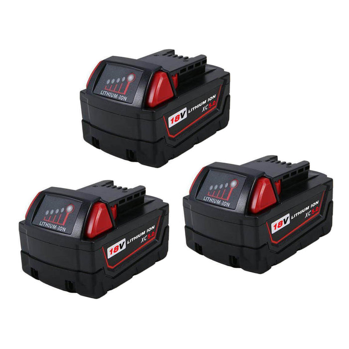 For Milwaukee 18V Battery 5Ah Replacement | M 18 Batteries 3 Pack