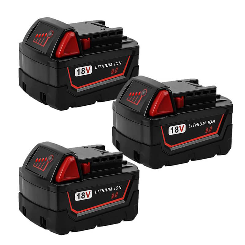 For Milwaukee 18V Battery 9Ah Replacement | M 18 Batteries 3 Pack ...