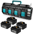 4 Pack For 18V 6Ah Makita BL1860 Battery Replacement & 4-Port 18V lithium-ion charger DC18SF for Makita 14.4V-18V lithium battery BL1890B BL1860 BL1850B BL1430